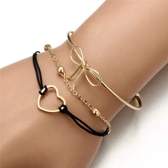 Jewelry - 3 Piece Bow and Heart Bracelet Set